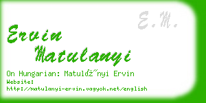 ervin matulanyi business card